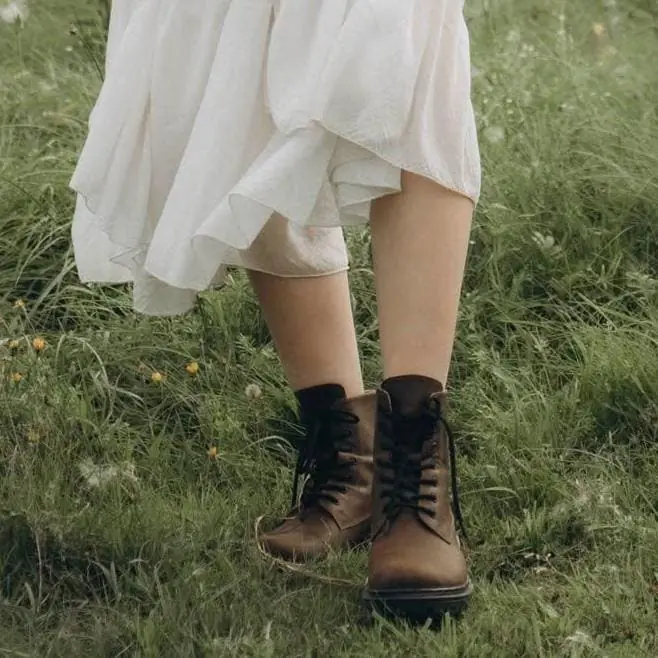 Handmade Leather Ankle Boots Vintage Brown Lace Up